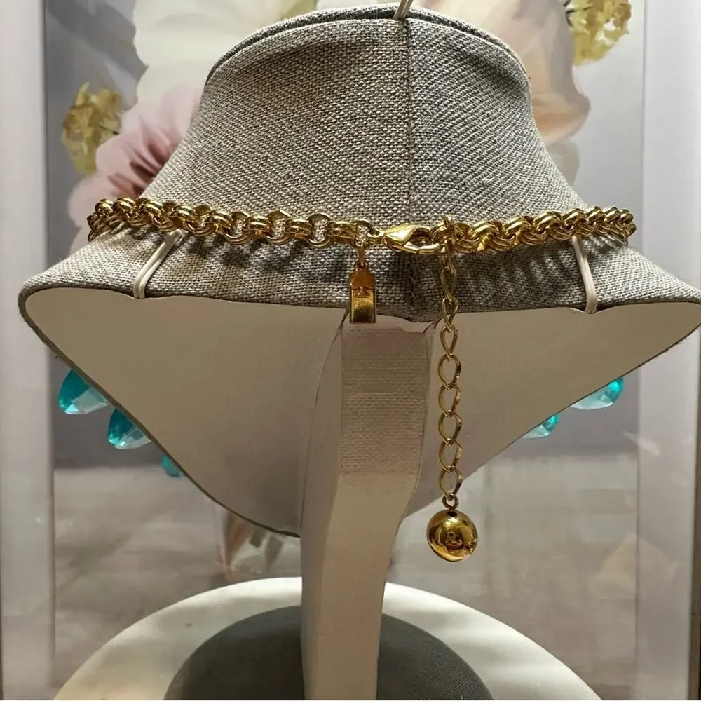 KATE SPADE - CASCADING AQUA TEARDROP STATEMENT NECKLACE